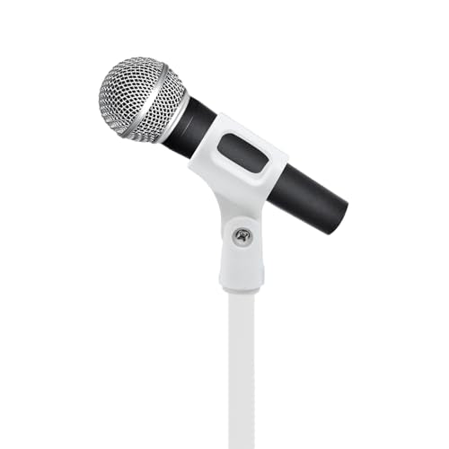 4Pcs Microphone Clip Rubber Flexible Mic Holder (White) | Handheld Wireless, Adjustable Angle, Inner Diameter Range 30-50mm - style: White, Square