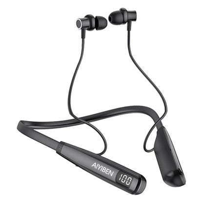 Neckband Bluetooth Headphone with LED Power, Neckband Headphones 100 Hours Playtime, in-Ear Bluetooth Headphone with Microphone for Running and Exercising in the Gym (Y10)