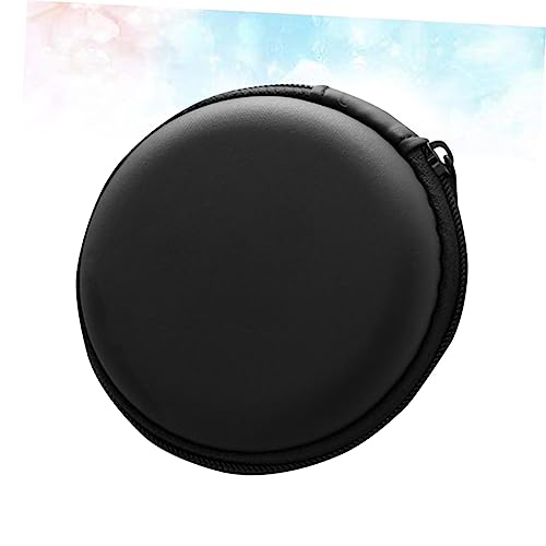 Black EVA Earphone Case with Zipper, Portable Hard Shell Pouch - color: Black
