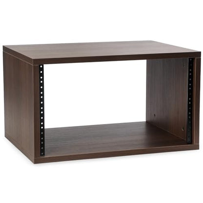 Wooden Desktop Studio Rack, 19-Inch Rack-Mount Compatible, 373mm Usable Depth, Threaded Rails, Natural or Walnut, 2U-8U (Walnut Woodgrain, 6U) - color: Walnut Woodgrain, size: 6U