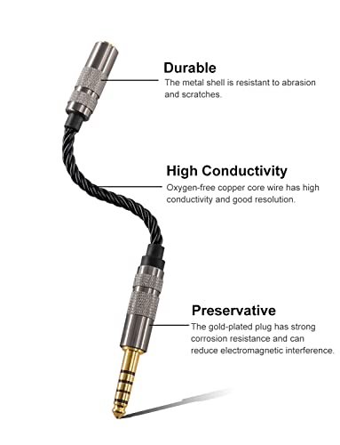 okcsc Headphone Adapter 4.4mm Male to 2.5mm Adapter for 2.5mm Cable Connected to Balanced 4.4mm Player Device High Stereo Audio Converter OFC Cable with Gold-Plated Plug 6 inch Length Extension Cord - size: 4.4mm Male to 2.5mm