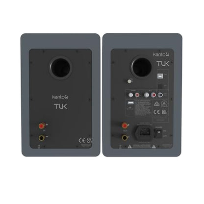 Kanto TUK Powered Speaker with Headphone Out | Built-in USB DAC | Dedicated RCA with Phono Pre-amp | Bluetooth | AMT Tweeter | 5.25" Driver | Pair | Matte Grey - color: Matte Grey