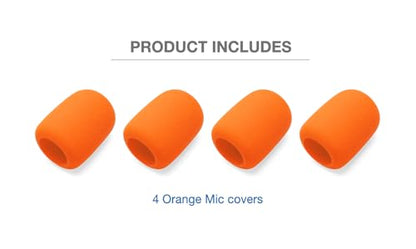 Foam Mic Cover Compatible with JBL PartyBox Wireless Mic Microphones, Wireless Two Microphone System, PartyBox Mic 100 Wird Microphone Sponge Windscreen Pop Filter 4-Pack, Orange