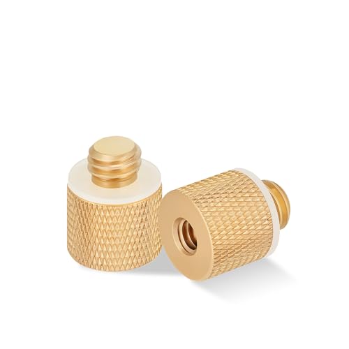 2 Pack Camera Screw Adapter, 3/8"-16 Male to 1/4"-20 Female Screw Thread Adapter Set for Tripod Stand, Microphone Stand, Mic Mount, and Camera Monitor (Brass)