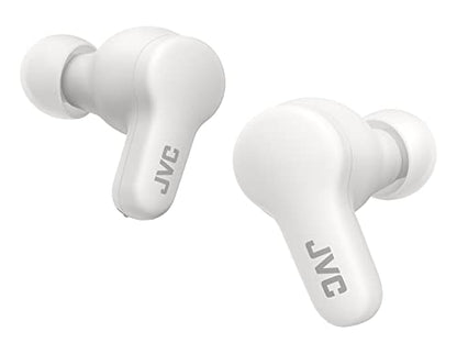 JVC Gumy HAA7T2W True Wireless Earbuds, White | Bluetooth 5.3, 24-Hour Playback, IPX4 Water Resistant, XS/S/M/L Earpieces, Built-in Mic - color: White