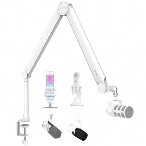 Mic Arm White Premium Boom Arm 360° Rotatable Microphone Arm Stand with Desk Mount Fully Adjustable Sturdy and Universal VALIANT WHITE Model - color: 4 VALIANT WHITE