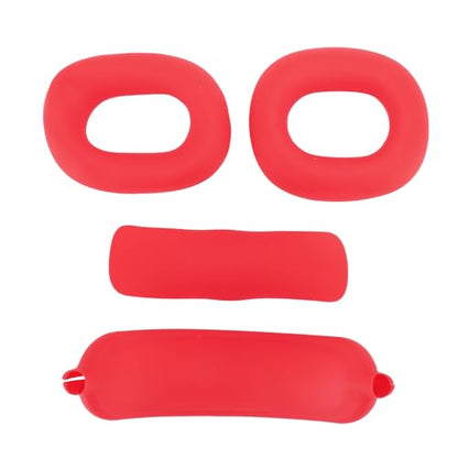 Headphone Protective Cover Kit for iOS Over Ear Headset, Silicone Headband Pad Beam Cushion Earpad Ear Cup Covers Set, Replacement Protector with Precise Openings, Washable (Red) - color: Red