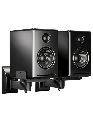 suptek Speaker Wall Mount Adjustable for Large Bookshelf Speaker Mounts | Swivel Speaker Wall Mounts with Surround Sound, Tilt Speaker Shelf For Living Room Up to 55lbs, 2 Packs, Black - size: Standard--black