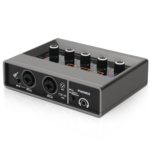 XTUGA USB Audio Interface for PC with Touch Model 16 bit/48 kHz, DSP Effect, 48V Phantom Power XLR Audio Interface for Recording Music, Live Streaming, Q-16