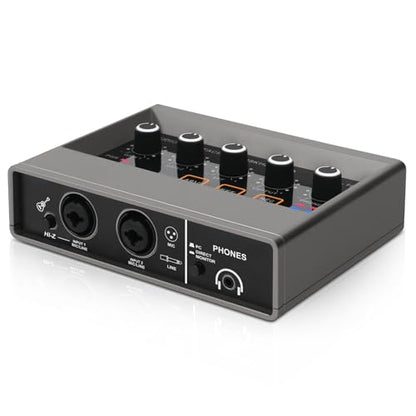 XTUGA USB Audio Interface for PC with Touch Model 16 bit/48 kHz, DSP Effect, 48V Phantom Power XLR Audio Interface for Recording Music, Live Streaming, Q-16