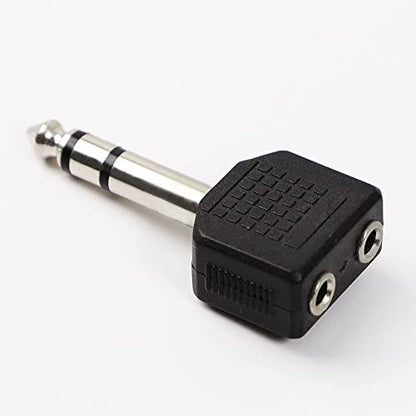 uxcell Headphone Y Splitter, 6.35 to 2 x 3.5 Adapter Audio Heads Socket Splitter Connector, 6.35mm (1/4 Inch) 1 Male to Two 3.5mm (1/8 Inch) Female Stereo Jack Converter, 1 Pack