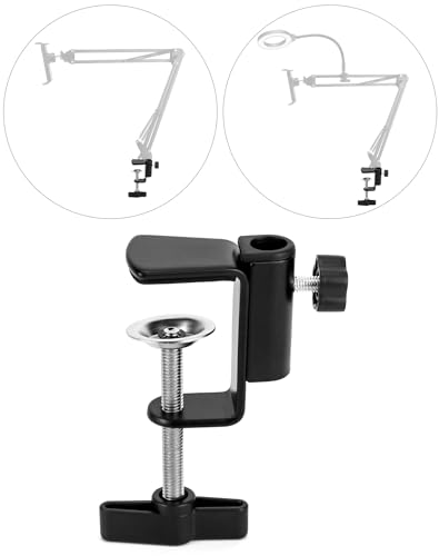 QWORK Universal Desk C-Clamp with 1/2" Thread Hole, 4 Pack Adjustable Metal Mounting Table Clamp, Desk Light Clamp Mount Holder for Swing Arm Magnifying Desk Lamp Microphone Camera