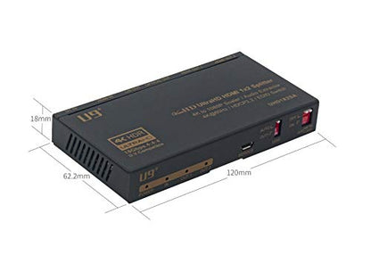 u9 ViewHD UHD1X2SA 1 in 2 Out 1x2 HDMI 2.0 HDCP 2.2 Splitter with 4K to 1080P Down Scaler and Audio Extractor 4K60Hz HDR Dolby Vision 3.5mm / Optical and HDMI Audio Output to HDMI AVR Receiver - color: 1x2 with Audio, size: v2.0 | 4K@60Hz