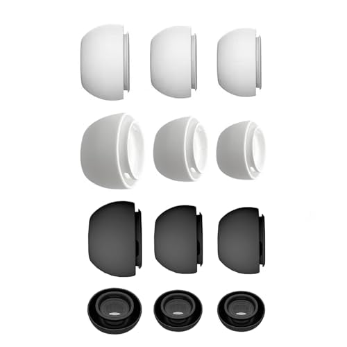 6 Pairs Replacement Ear Tips for AirPods Pro 1/2 Gen, Silicone Eartips with Noise Reduction Hole, White & Black S/M/L, Fit Charging Case
