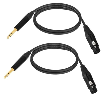 Superbat Balanced XLR to TRS 1/4 to XLR Female Guitar Cable 3FT 2-Pack | Belden 1813A Shielded for Bass Guitar, Microphone, Amp, Speaker, Noise-Free Pro Audio - size: 3ft, style: 6.35mm TRS to XLR Female
