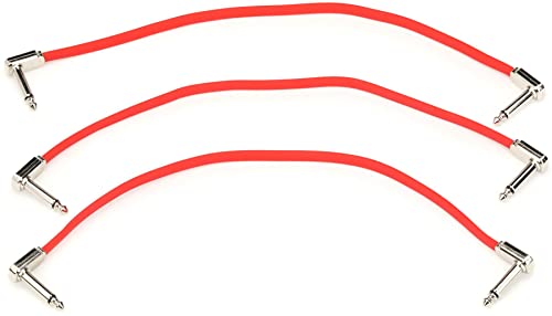 Ernie Ball Flat Ribbon Patch Cable 12 Inch - Red - 3 Pack - color: Red, size: 12 Inch, style: 3-Pack