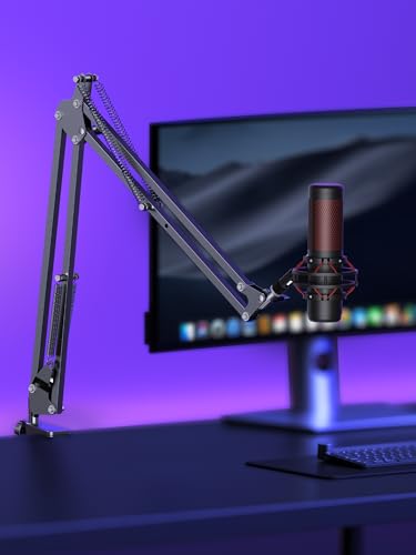 InnoGear 마이크 암, 업그레이드된 마이크 암 마이크 스탠드 붐 서스펜션 스탠드, 1cm(3/8 인치)에서 1.9cm(5/8 인치) 나사 어댑터 클립, 블루 Yeti Snowball, HyperX QuadCast, Yeti x 및 기타 마이크용, 라지 | 책상 마운트, 데스크탑 스탠드, 조절 가능한 범위, 완전히 회전, 컴팩트하게 접힘, 게임, 스트리밍 또는 녹화용 - color: 블랙., style: 확장 마이크 암