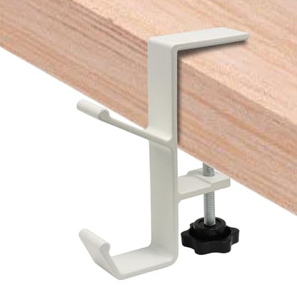 Desk Hooks for Bag & Headset Stand, Cream | Purse Hook for Table, Space-Saving Under Table Hanger, Aluminum - color: Cream