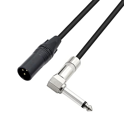 Right Angle 6.35mm Mono to XLR 3 Pin Cable,90 Degree 1/4 Male to XLR Male Interconnect Cable for Soundbox, Microphone, Power Amplifier Etc(50cm)