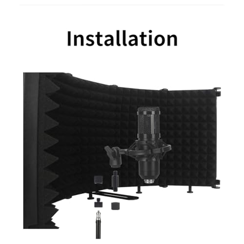 Mic Windscreen, Foldable Adjustable Sound Absorbing Vocal Recording Panel Portable Microphone Soundproof Plate Microphone Cover Mic Cover with Multi Layer Noise Reduction for (5 - size: 5 panel