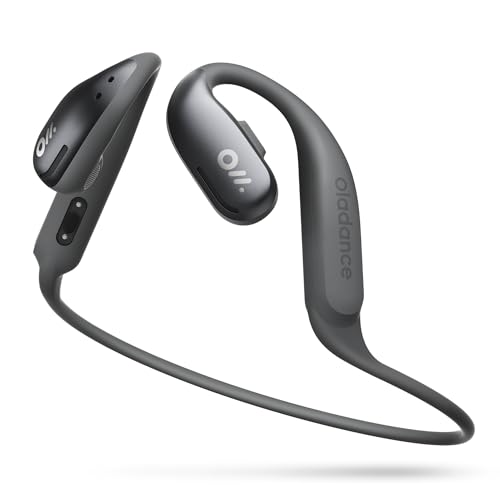 Oladance OWS Sports True Wireless Open-Ear Headphones, IPX8, 15H Playtime | Multi-Point Connectivity, Bluetooth 5.3, Durable Neckband, Virtual Bass 2.0, Liquid Silicone, Amplifier Chip - color: Grey