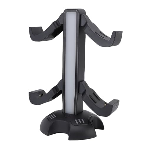 Gaming Headphone Stand, Controller Charger Holder with Light Modes, 2 Charging Docks, Earphone Hanger Accessories for Desktop Game, Headset Stand with USB Ports