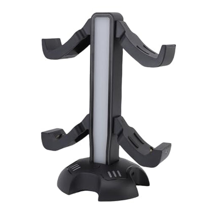 Gaming Headphone Stand, Controller Charger Holder with Light Modes, 2 Charging Docks, Earphone Hanger Accessories for Desktop Game, Headset Stand with USB Ports