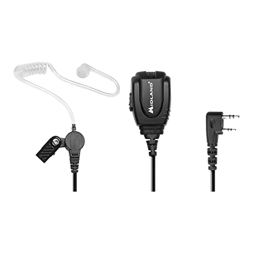 Midland – BA3 Concealed Headset for Business Radios – Clear Earpiece with Push to Talk Microphone | Clear Earpiece with Push to Talk Microphone for Discrete Communication, Security, Event Staff and More - style: Concealed Headset