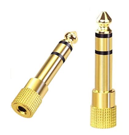 Headphone Adapter 6.35mm (1/4 inch) Male to 3.5mm (1/8 inch) Female Stereo Audio Jack Adapter for Amp Adapter, Guitar, Microphones(2 Pack)
