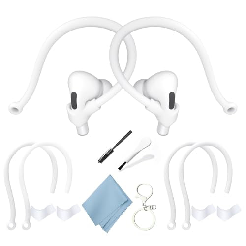 Adjustable Ear Hooks Compatible with AirPods 4, 3, 1, 2 and Pro & All in-Ear Headphones with Stems for P40i P30i - 2 Pairs Secure & Comfortable Prevent Falls Ear Holders for Headphones (White) - color: White