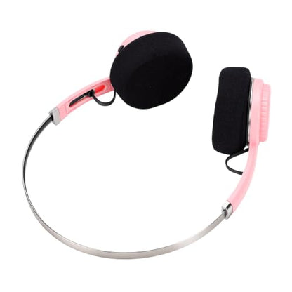 Wireless Retro Headphone, Bluetooth 5.3 On Ear Headset with 40H Playtime, Foldable Gaming Headphones for Travel, Classic Stereo Retro Headset for Adults (Pink) - color: Pink