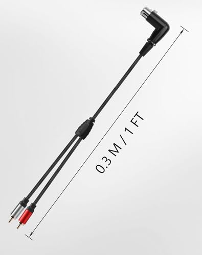 CERRXIAN 90 Degrees XLR Female to 2 RCA Male Y Splitter Adapter Cable 1 FT, Unbalanced 90° 3Pin XLR to Dual RCA Microphone Stereo Audio Interconnect Cable Patch Cord