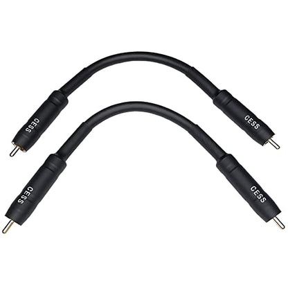 CNCESS RCA Male to RCA Male Short Adapter Cable, Gold Plated Metal Shell, 6 Inch, 2 Pack - size: 6 Inches