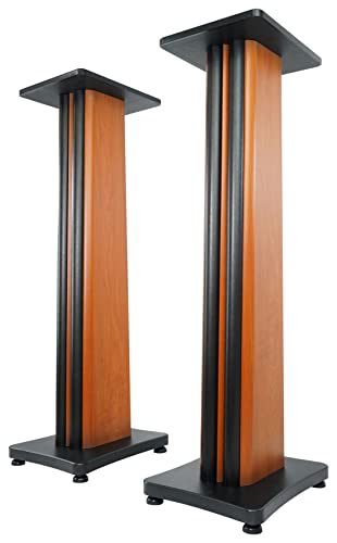 Rockville SS36C Classic Wood Grain 36" Solid Home Speaker Stands Pair | 100 Lbs Capacity, Solid MDF Wood, Not Hollow, Isolation Pads, Brass and Rubber Spikes, 2 Top Platform Sizes, Cable Management - color: Classic Wood-Grain