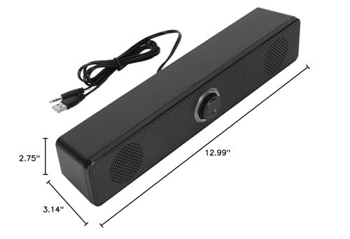 Srliya Computer Speakers Wired USB Desktop Soundbar HiFi Clear Sound Volume Knob Mini Speaker for PC Laptop Tablet for