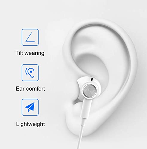 BENEWY in-Ear Headphones, 3.5mm Earphones Wired Earbuds with Microphone | Noise lsolating, High Definition, Pure Sound for iPhone, iPad,Smartphone, MP3 Players,Tablets Laptops and Other Audio Devices - color: A-White
