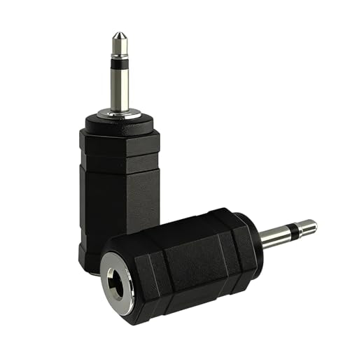 2.5mm Male Mono to 3.5mm Female Mono Adapter 2 Pack | for Microphone Headphones Speakers Mobile Devices, Black
