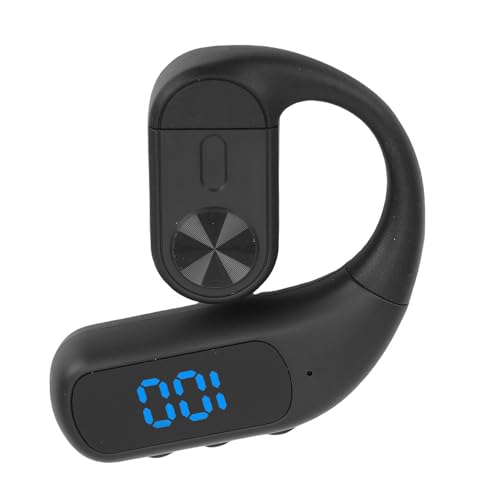 Zopsc Wireless Earpiece, Bluetooth Single Ear Hook Headset, Noise Canceling Mic, Digital Display Hands Free Earpiece for Driving Office, Black - color: Black