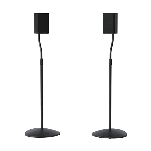 SANUS Speaker Stands Pair for Satellite & Bookshelf Speakers up to 3.5lbs – 10” Height Adjustment – Includes L-Shaped Bracket & Keyhole Adapter for Compatibility – Easy DIY Assembly - size: Heigth Adjustable