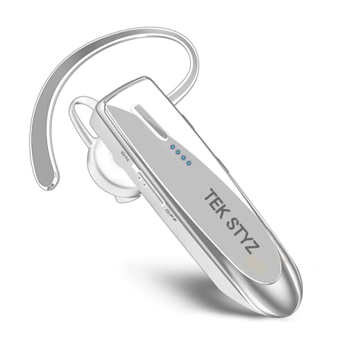 Bluetooth 5.3 Headset Compatible with Samsung Galaxy S21+ Wireless Earpiece, IPX5 Waterproof, Dual Microphones, Noise Reduction, 60 Days Standby + 22Hrs HD Talk Time! - color: White