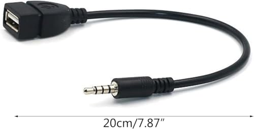 BWESOO 2Pcs Black USB to AUX Adapter Cable,3.5mm Male AUX Plug to USB 2.0 Female Converter Adapter Cable Cord for Car Aux Port 20cm/8-inch Length Black OTG Adapter Accessories