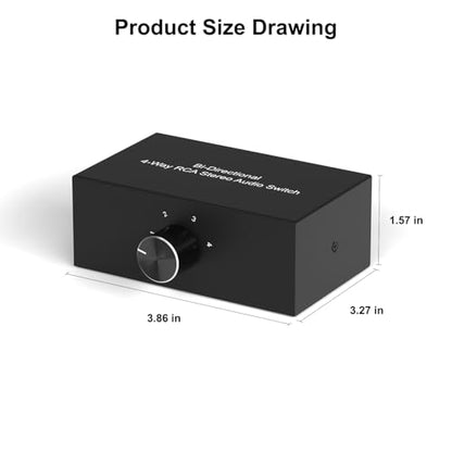 Dingsun 4-Way Stereo Audio Switcher, Bi-Directional Right and Left Channel Audio Selector Box for Blu-ray Players or DVD Players Active Speakers (4In-1Out /1In-4Out) - style: 1In-4Out/ 4In-1Out Stereo Audio Switcher