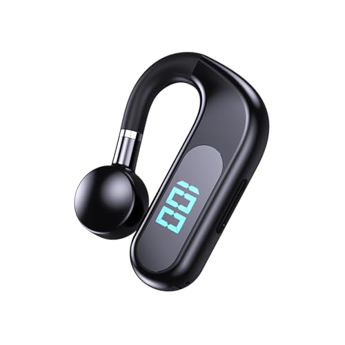 Bluetooth Headset,Open Ear Bluetooth Single Earpiece with Noise Canceling Mic,Wireless Earbud with LED Display, 48Hrs Playtime Hands-Free Earhook Headphone for Office Business Driving Sport(black)