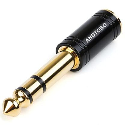 ANDTOBO 1/4''(6.35mm) Male to 1/8'' (3.5mm) Female Stereo Audio Jack Pure Copper Adapter for Headphone, Amp, 1 Pack-Black - color: 1/4 Male to 3.5mm Female -1PACK