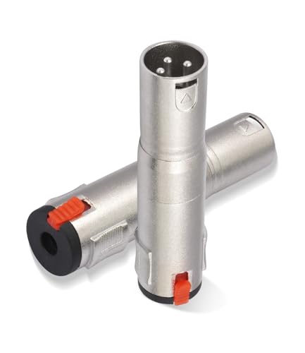 Lockable 1/4 TRS Female to 3Pin XLR Male Audio Adapter, Balance 6.35mm to XLR Adapter for Microphones, Mixing Consoles, and Power amplifiers-2 Pack - color: silver