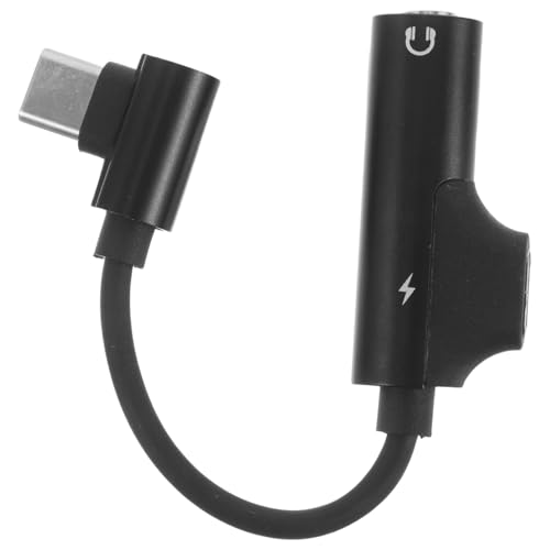 Type-c to 3. 5mm Audio Adapter with Charging Port, USB C to 3. 5mm Dual Headphone and Charging Adapter Cable Splitter Black 4. 72 Inch
