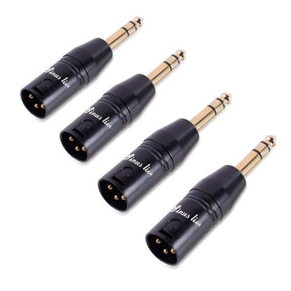 SINUS LIVE 4 Packs 24K Real Gold XLR Female Male to 1/4" TRS Adapter, Balanced XLR to Quarter Inch - color: Black
