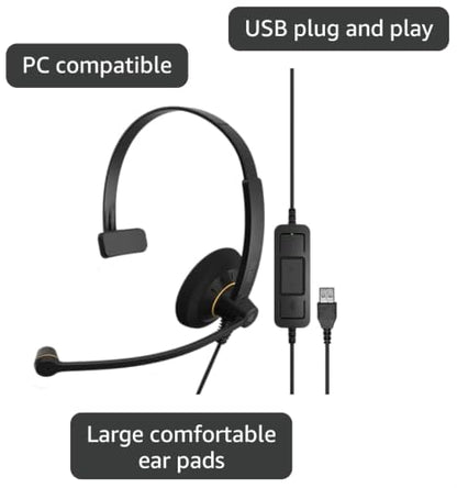 EPOS Sennheiser SC 30 USB ML (504546) - Single-Sided Business Headset | For Skype for Business | with HD Sound, Noise-Cancelling Microphone, & USB Connector (Black)