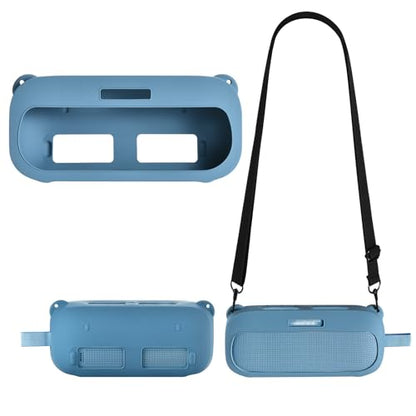 Silicone Case Compatible with Bose New SoundLink Flex 2nd Gen, Protective Case with Shoulder Strap for Bose Speaker (Blue) - color: Blue