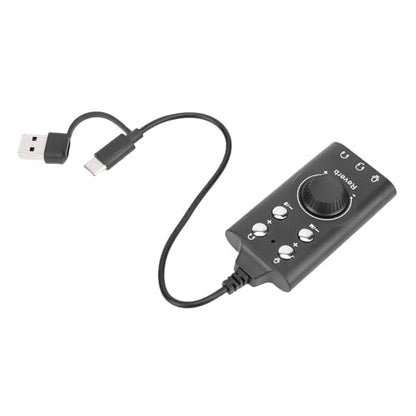 Cosiki USB, USB C to 3.5mm Audio Jack Adapter, External Stereo Sound Card with Volume Control, C Audio Adapter with Virtual 7.1 Surround Sound, Bluetooth 5.0 & Plug & Play